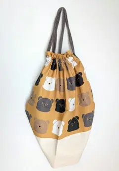 クマ顔デザインのナップサック