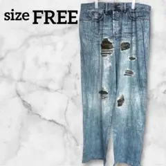 パンツ【FREE】薄い青色 海外古着