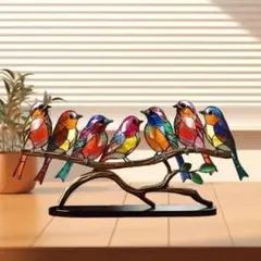 ステンド 鳥 枝 装飾品 ハチドリ テーブル アート 誕生日 置物 インテリア