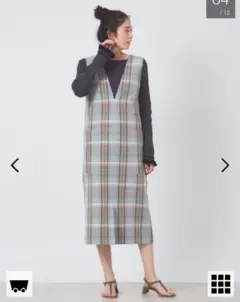 カリテ ブライトチェックワンピース 麻