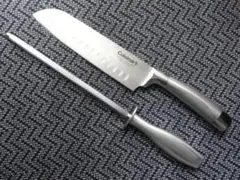 クイジナート★三徳包丁とフルメタル研ぎ棒セット★ドイツ製鋼★研済
