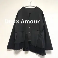 ドゥーザムール　ランダムプリーツノーカラージャケット ブラック　M L