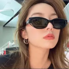 【匿名配送】サングラス　ブラック　キャットアイ　男女兼用　UV400 韓国