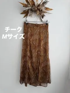 cheek チーク ペイズリー柄 ブラウンロングスカート リゾート柄 夏 シック