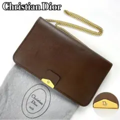 【極美品】ディオール ショルダーバッグ 2way ゴールド金具 裏地総柄 レザー