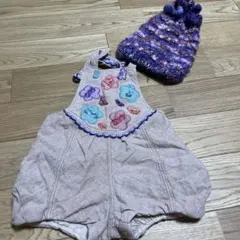 ANNA SUI Mini 花柄オーバーオールと帽子セット
