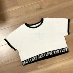【女の子150】ホワイト クロップドTシャツ ロゴ入り シンプルおしゃれ