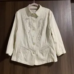 FEMIMAE 透かし編み　スパンコール付き刺繍　七分袖ジャケット M