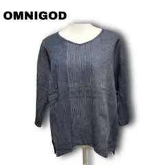 2678　【OMNIGOD】　オムニゴッド　シャツ　麻混　ネイビー　ドミンゴ