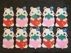 イチゴ　白くま　春　折り紙　ハンドメイド　壁面飾り　10個