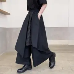 袴パンツ サルエルパンツ ワイドパンツ ガウチョパンツ スカート 黒 病みかわ