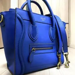 美品✨ CELINE セリーヌ ラゲージ ナノ 2way ショルダー付き ブルー