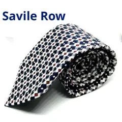 THE SAVILE ROW ネクタイ 幾何学模様　紺×赤×白　シルク100％