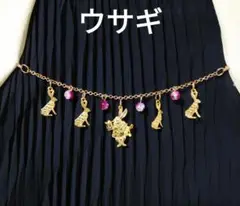 羽織留め　羽織紐　ストールクリップ　金色　うさぎ　ガラス　ハンドメイド　新品