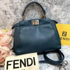 FENDI✩ピーカブーミニ ★アイコニックスモール ハンドバッグ ネイビーブルー