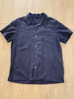 00s OLD GAP オープンカラーシャツ サイズM ネイビー グッドフェード