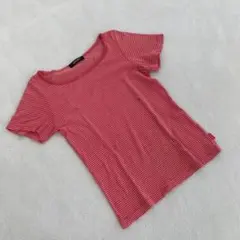EASTBOY ピンク ボーダー Tシャツ 半袖 クルーネック コットン