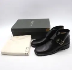 ◆GUCCI グッチ　モンクストラップ レザー ショートブーツ ブラック
