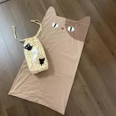 ヒコウセンカーラ　猫さんの枕カバー&ティッシュボックスケース