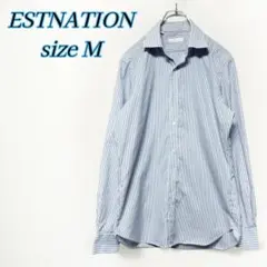【美品】ESTNATION　ストライプシャツ　ブルーM