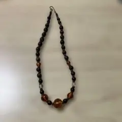 琥珀ビーズネックレス ブラウン系