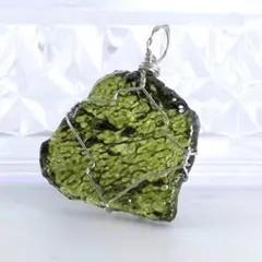 希少 高次 モルダバイト ワイヤアート ロープネックレス ペンダント チェコ