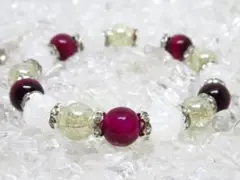 〇【ピンクタイガーアイ×クラック水晶】天然石ブレスレット パワーストーン