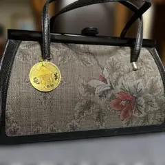 大島紬 花柄 ハンドバッグ