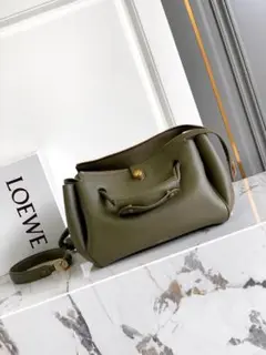 オリーブグリーン レザー ハンドバッグ