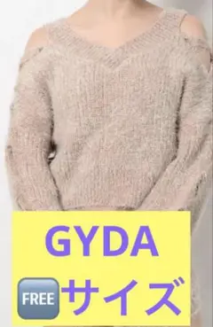 GYDA♡シャギーニットトップス Vネック レースアップ 鎖骨魅せ