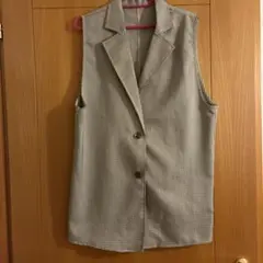 ブラウンチェック柄 ノースリーブベスト　ジレ