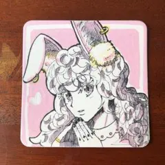 手描きイラスト　うさ娘ちゃん　コースターサイズ