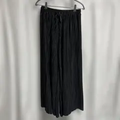 ブラック プリーツ ロングワイドパンツLサイズ