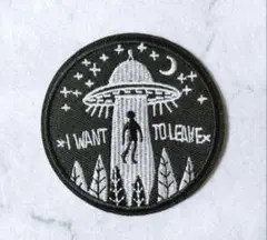 ①ワッペン UFO 宇宙 惑星 宇宙人 アイロン