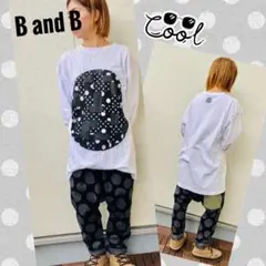 B and B ＊ サルエルパンツ ドット柄 ブラック×グレー