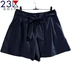 美品★23区GOLF レディースショートパンツ キュロット リボン ロゴプレート