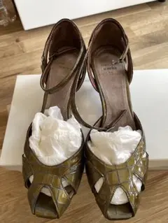 オリーブグリーン サンダル オープントゥ