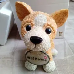値下げ 犬の置物 welcome メッセージ付き　来客お知らせセンサー付き