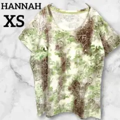 美品✨トップス【XL】総柄 半袖 Tシャツ風 グリーン×ブラウン オシャレ