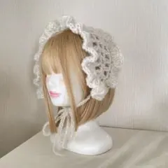 ♡可愛い♡ ふわふわ　ヘッドドレス　ハンドメイド　ウール混み　ホワイト