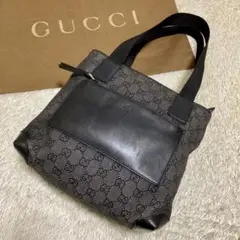 美品✨グッチ トートバッグ GGキャンバス×レザー デニム ブラック 28893