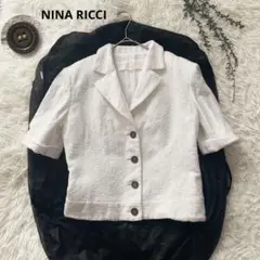 希少✴︎NINA RICCI ニナリッチ ホワイト 半袖ジャケット レディース M
