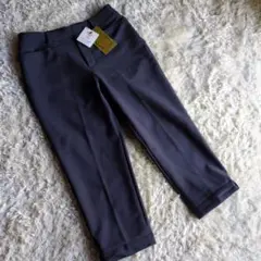 未使用タグ付きネイビー スラックスストレッチパンツ
