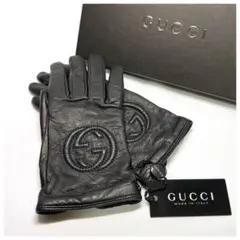 未使用品✨GUCCI グッチ 手袋 グローブ ブラック レザー 箱付き 極美品