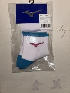 Mizuno ソックス 23-25cm ホワイト/ターコイズ