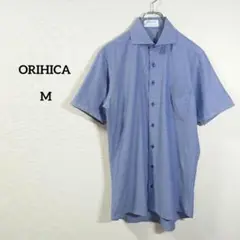 オリヒカ　シャツ　半袖シャツ 　青　ポケット付き　綿　シンプル　メンズ