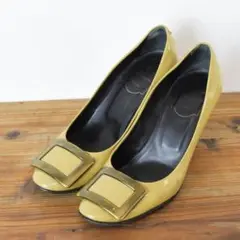 高級 Roger Vivier ロジェヴィヴィエ レザー 金具 ヒール パンプス