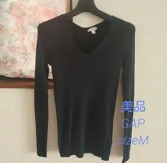 美品　GAP　ギャップ　Vネック　ネイビー　紺　リブニット