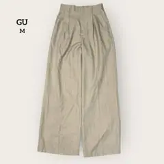 GU ベージュ ワイドタックパンツ ナチュラル　ベーシック Mサイズ
