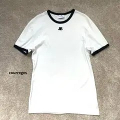 【美品】クレージュ　courreges Tシャツ リンガー　Lサイズ　ロゴ